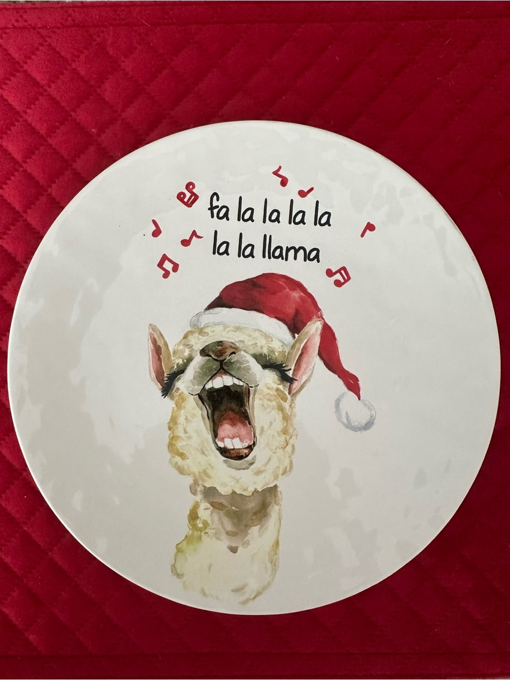 Pier 1 Imports Fa La La La La Llama Christmas Salad Plate NWOT - Picture 1 of 2